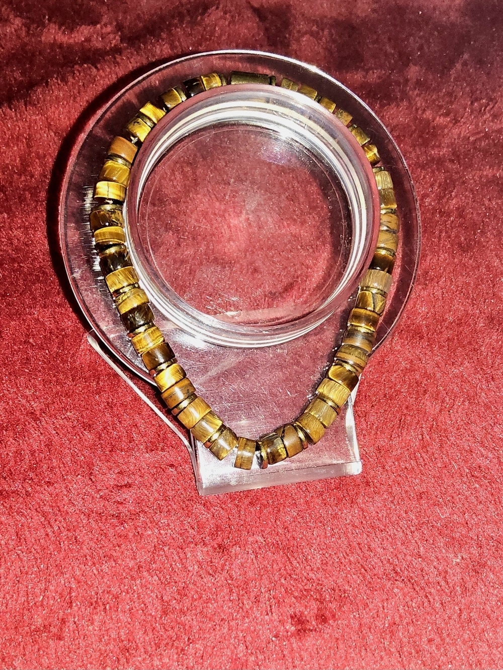 Natural Tiger’s Eye Tube Bead Stretch Bracelet – Unisex Earthy Gemstone - Picture 3 of 4